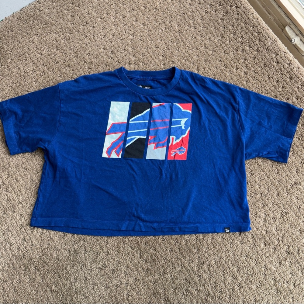 XL Buffalo bills mafia cropped cool logo blue tee shirt NFL small mark see pic